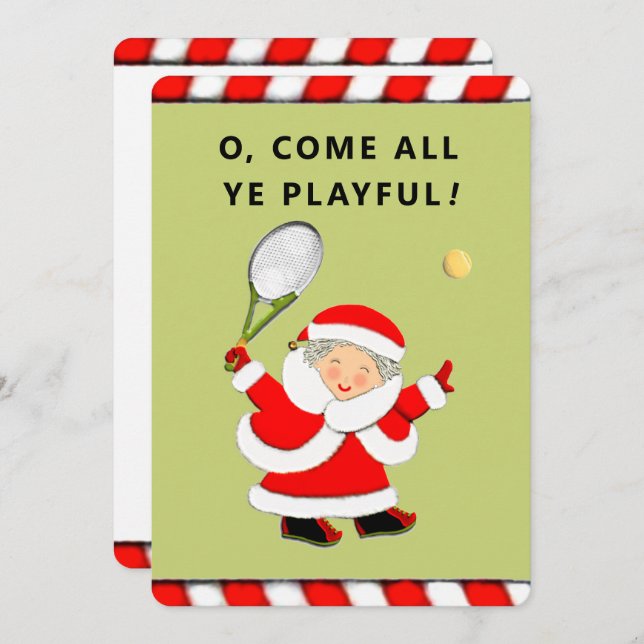 Funny Tennis Christmas Holiday Card (Front/Back)