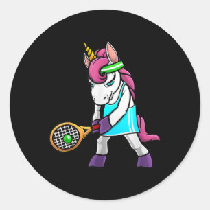 Funny Tennis Gift For Girls Women Unicorn Lovers C Classic Round Sticker