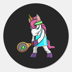 Funny Tennis Gift For Girls Women Unicorn Lovers C Classic Round Sticker