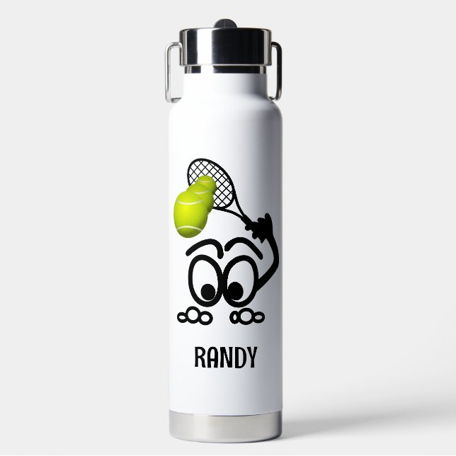 Funny Tennis Player Personalized Water Bottle (Front)