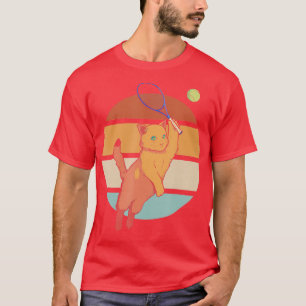 Funny Tennis Racket Cat Playing Tennis T-Shirt