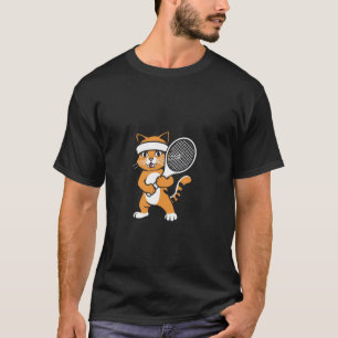 Funny Tennis Racket design Cat Playing Tennis T-Shirt