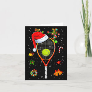 Funny Tennis Racket Reindeer Santa Hat Christmas L Card