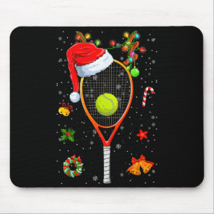 Funny Tennis Racket Reindeer Santa Hat Christmas L Mouse Pad