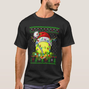 Funny Tennis Sport Ugly Christmas Pajama Lights Xm T-Shirt