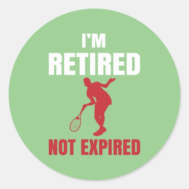 funny Tennis sports lovers word art retired Classic Round Sticker (Front)