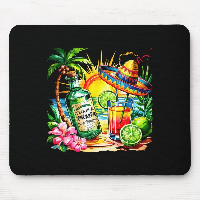 Funny Tequila Drinking Cinco De Mayo Mexican Party Mouse Pad (Front)