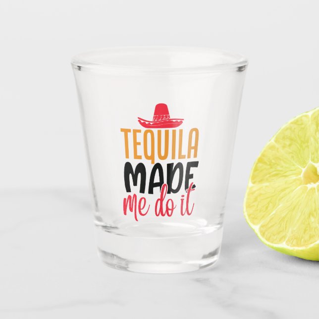 funny tequila word art  shot glass (Front)
