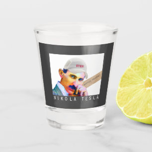 Funny Tesla Portrait Shot Glass