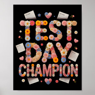 Funny test day champion mode on history science poster