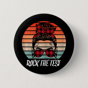 Funny Test Day Rock The Test Sunset Testing Day 2 Inch Round Button