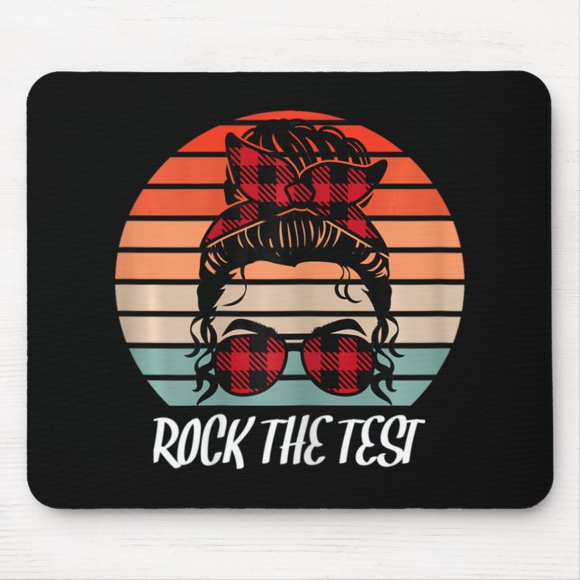 Funny Test Day Rock The Test Sunset Testing Day  Mouse Pad (Front)