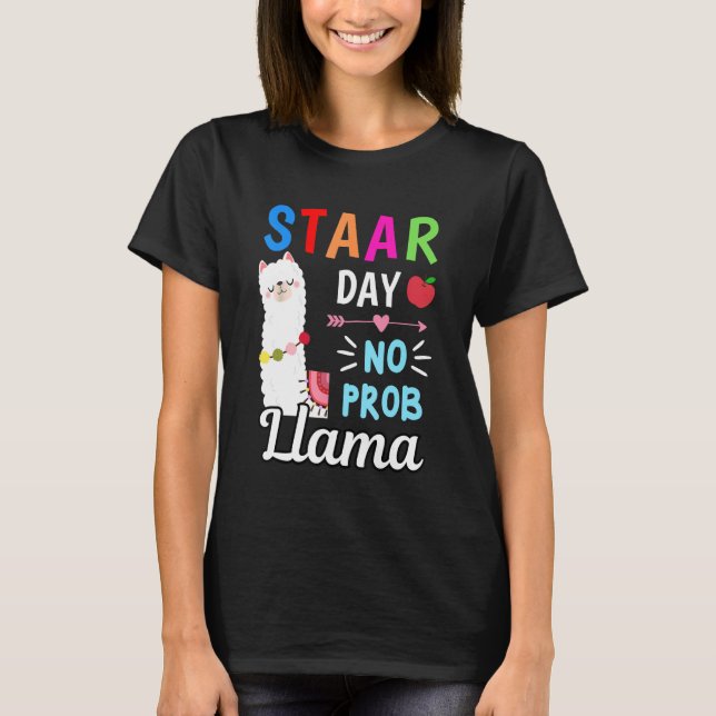 Funny Test Day STAAR Day No Problem Llama Teacher  T-Shirt (Front)