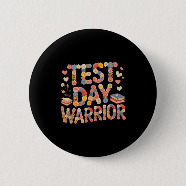 Funny test day warrior bruh science math countdown 2 inch round button (Front)