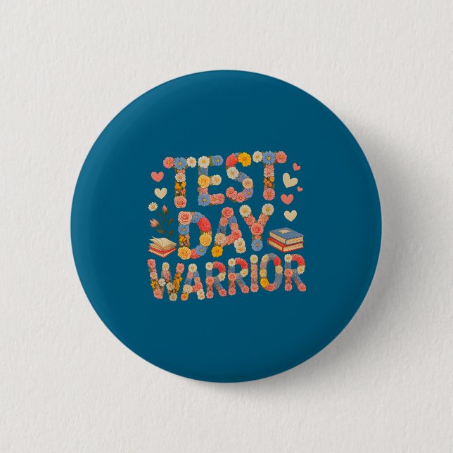 Funny test day warrior bruh science math countdown 2 inch round button (Front)