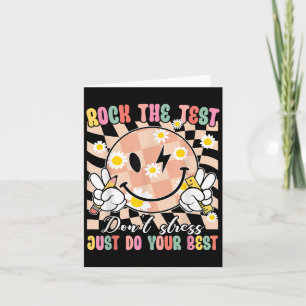 Funny Test Smiling Face Rock The Test Motivational Card