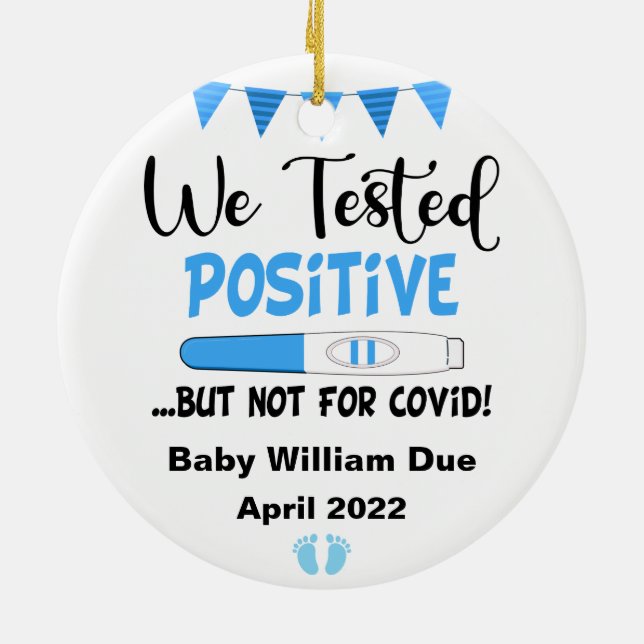 Funny Tested Positive Pregnancy Baby Expecting Ceramic Ornament (Back)