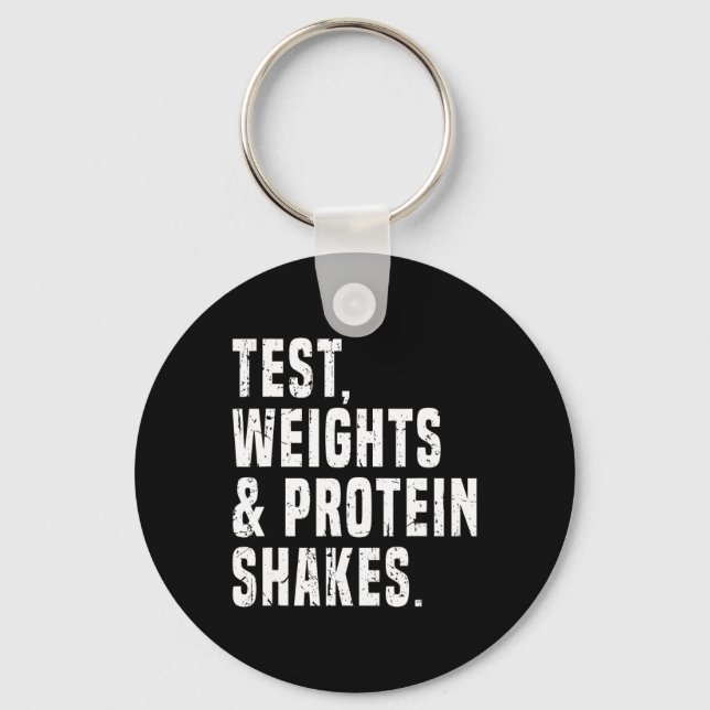 Funny Testosterone Test Steroid Humour Bodybuildin Keychain (Front)