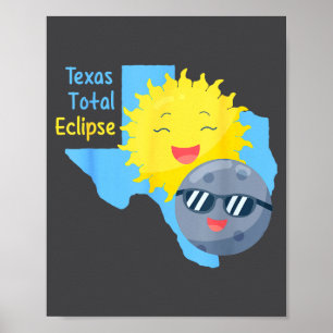 Funny Texas Flag Solar Eclipse Total Poster