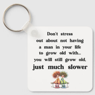 Funny text about women and men keychain