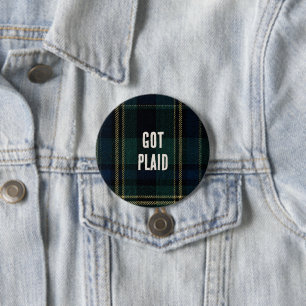 Funny Text Christmas Plaid Tartan Office Party 3 Inch Round Button