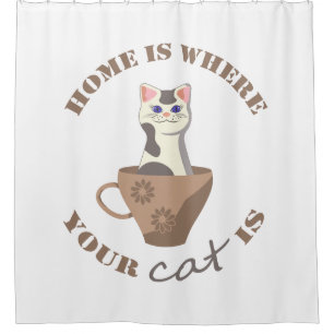 Funny text Home is where your cat is in cup
