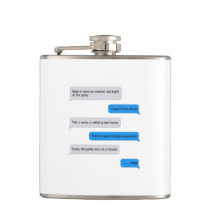 Funny text message hip flask