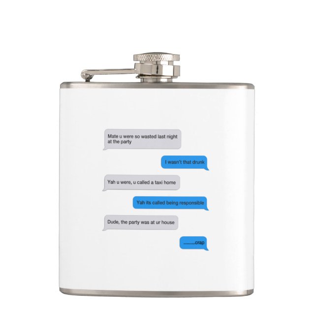 Funny text message hip flask (Front)