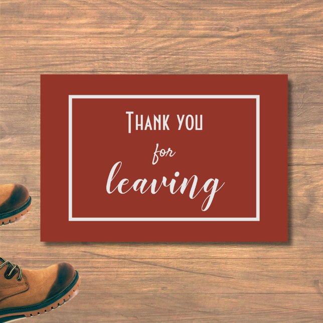 Funny "Thank You For Leaving" Introvert Antisocial Doormat (This funny + stylish brick red doormat is for introverts, homebodies, and the lovably antisocial!)
