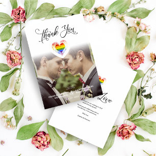 Funny Thank You LGBT Rainbow Pride Heart Photo Card