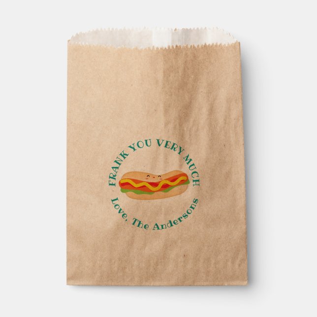 Funny Thank You Very Much Humourous Hot Dog Favour Bag (Front)