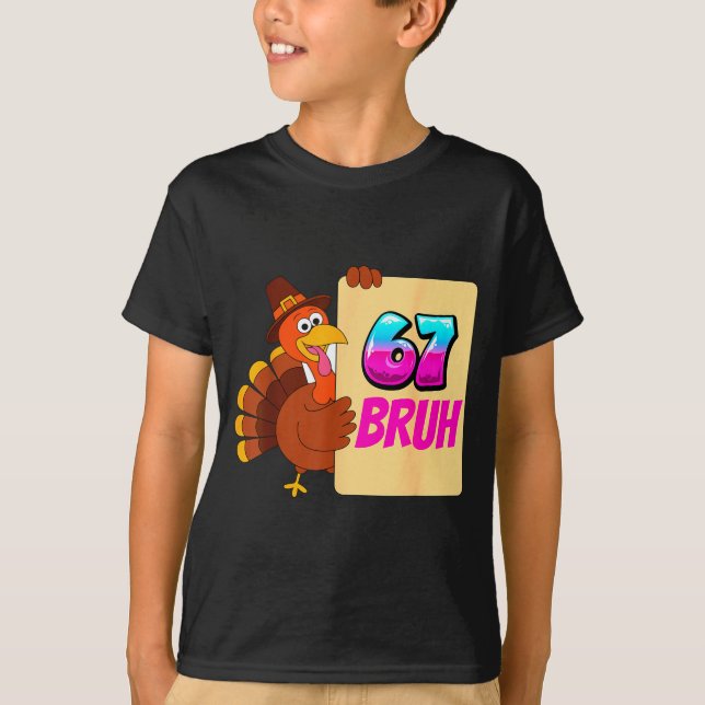 Funny Thanksgiving 67 Baseball Drip Gobble Turkey  T-Shirt (Front)