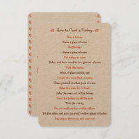 Funny Thanksgiving Card How To Roast Turkey Recipe