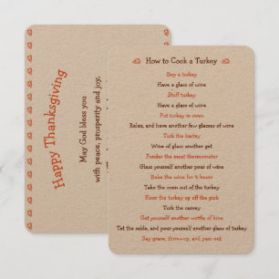 Funny Thanksgiving Card How To Roast Turkey Recipe