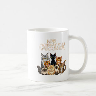 Funny Thanksgiving Cat Lovers Gift Happy Catsgivin Coffee Mug