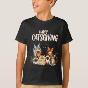 Funny Thanksgiving Cat Lovers Gift Happy Catsgivin T-Shirt