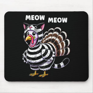 Funny Thanksgiving Cat Turkey Cat Men Women Turkey Mouse Pad