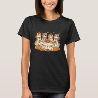 Funny Thanksgiving Cats Dinner Feast Vintage Fall  T-Shirt