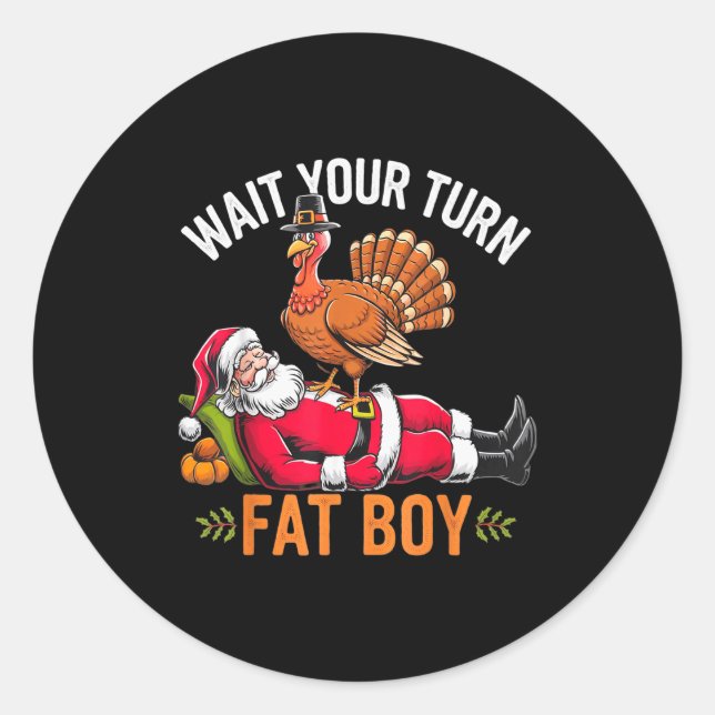 Funny Thanksgiving Christmas Turkey Vs Santa For M Classic Round Sticker (Front)