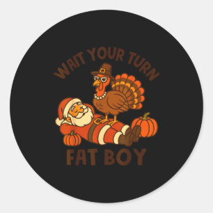 Funny Thanksgiving Christmas Turkey Vs Santa For M Classic Round Sticker