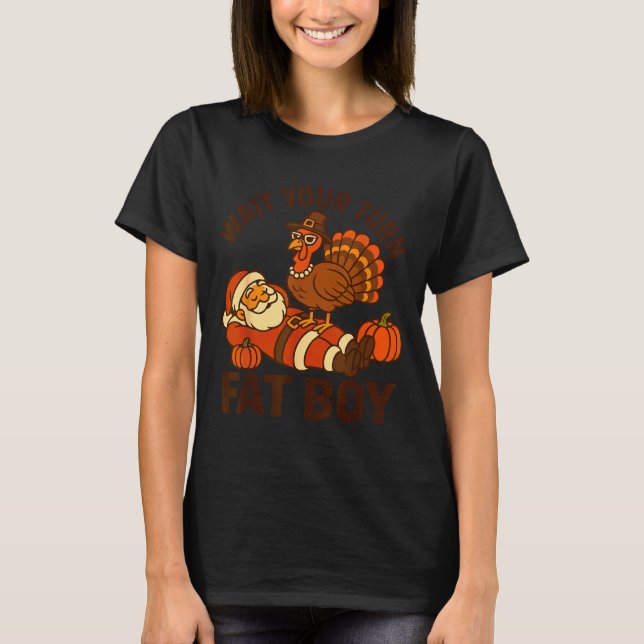 Funny Thanksgiving Christmas Turkey Vs Santa For M T-Shirt (Front)