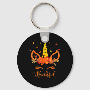 Funny Thanksgiving Cute Unicorn Turkey Face Girl A Keychain