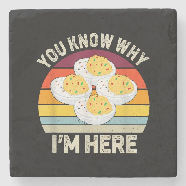 Funny Thanksgiving Deviled Eggs You Know Why I'm H Stone Coaster (Front)