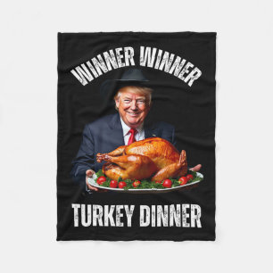 Funny Thanksgiving Family Trump Winner Winner Turk Fleece Blanket