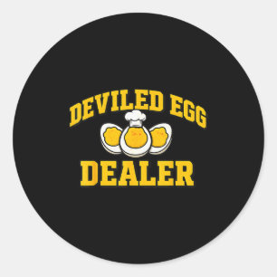 Funny Thanksgiving Fathers Day Retro Deviled Egg E Classic Round Sticker