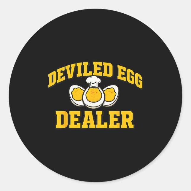 Funny Thanksgiving Fathers Day Retro Deviled Egg E Classic Round Sticker (Front)