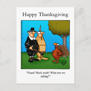 Funny Thanksgiving "Feast Heck Yeah" Postcard