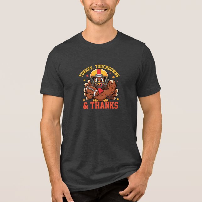 Funny Thanksgiving Football T-Shirt Tri-Blend Shirt (Front)