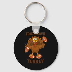 Funny Thanksgiving Football Touchdown Turkey  Keychain