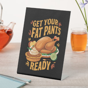 Funny Thanksgiving Get Your Fat Pants Ready  Pedestal Sign